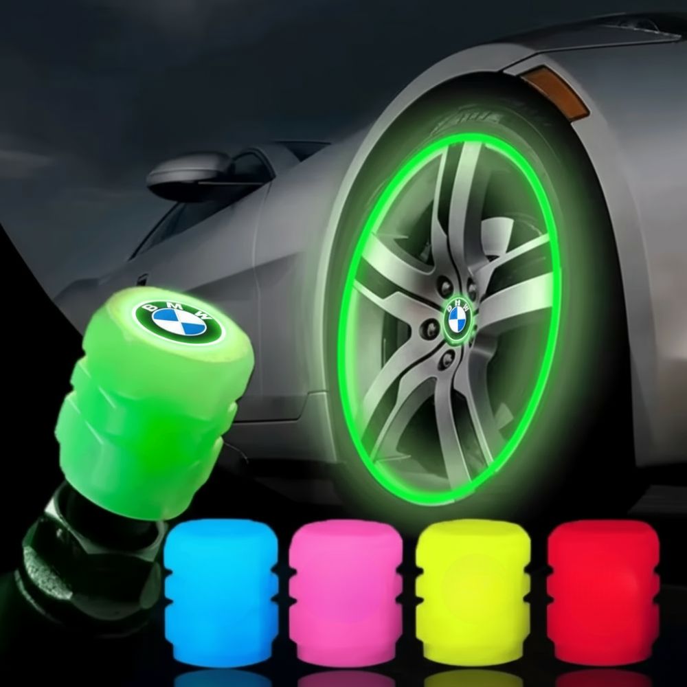4pcs Car Logo Glow Valve Caps (Universal Fit)